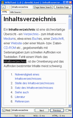 de:Inhaltsverzeichnis by WikiTaxi