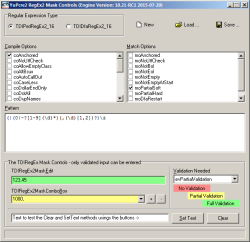 The YuPcre2 RegEx2 MaskControls Demo Application